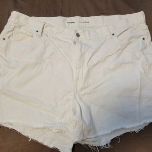 Old Navy womens white frayed jean shorts cut-offs plus size 20 high rise